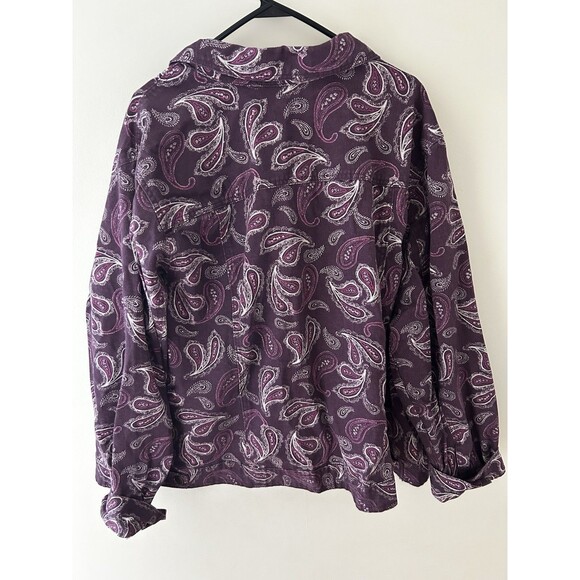 Jessica London Womens 30W Paisley Purple 100% Cotton Button-Up Denim Barn Jacket - Picture 4 of 6